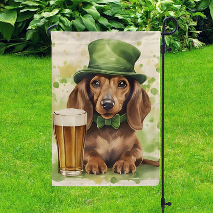 Shineful Garden Flag 12" x 18" Lucky Dachshund Cheers