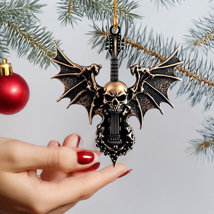 Shineful 2D Acrylic Ornament - Winged Skull Guitar