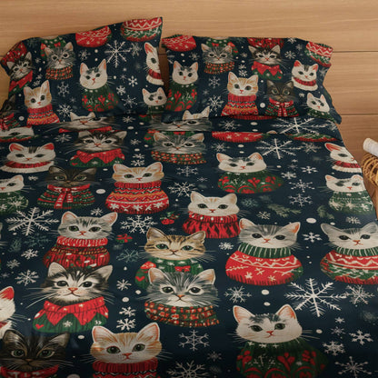 Ensemble de draps Shineful 4 pièces Meowy Catmas