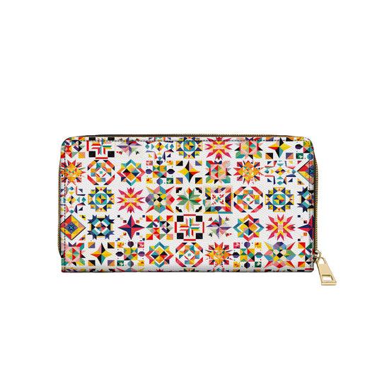 Glänzende Leder Clutch mit Armband und Tragegriff, Quilting Magic Beautiful