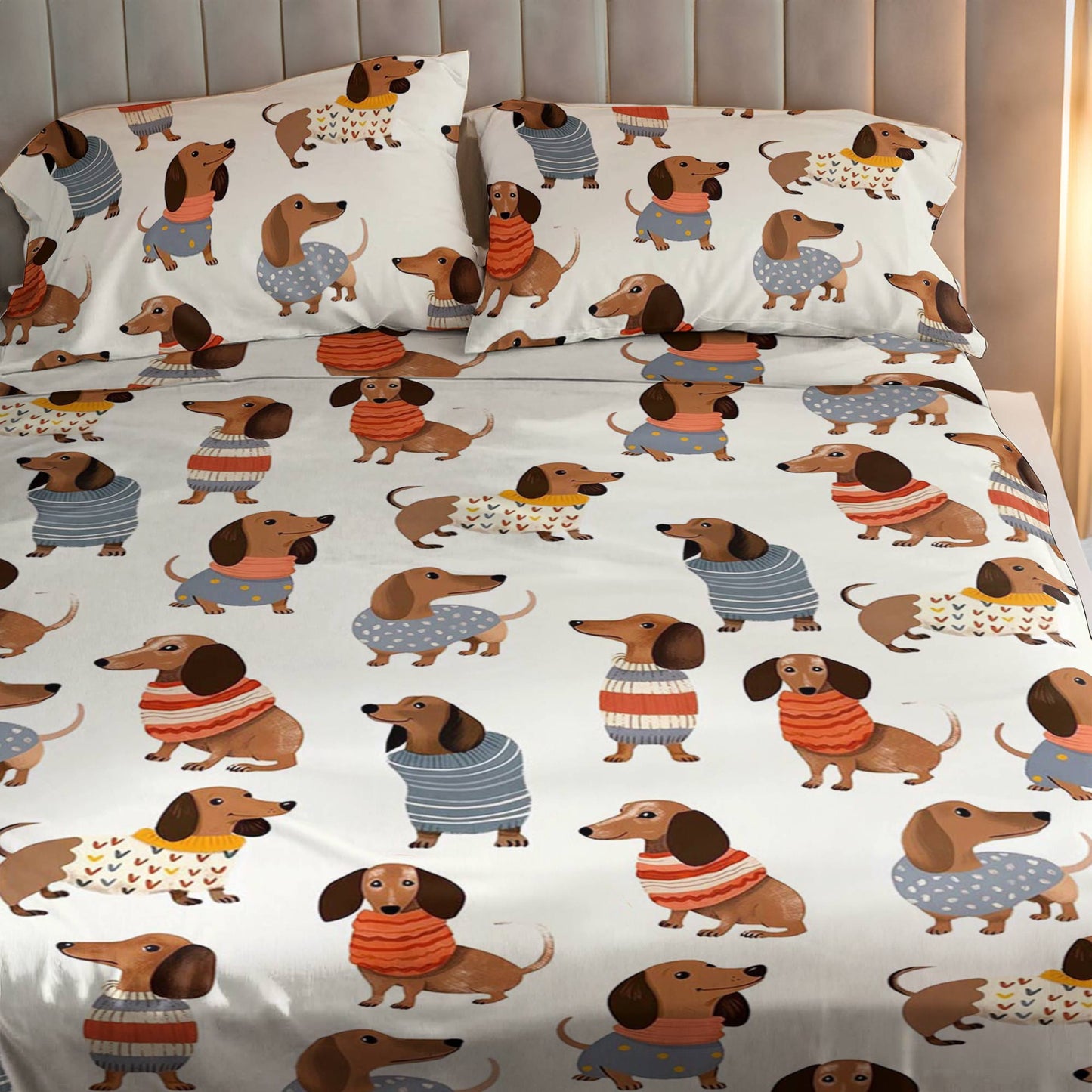 Shineful 4-Piece Bed Sheet Set Cuteness Overload Dachshunds