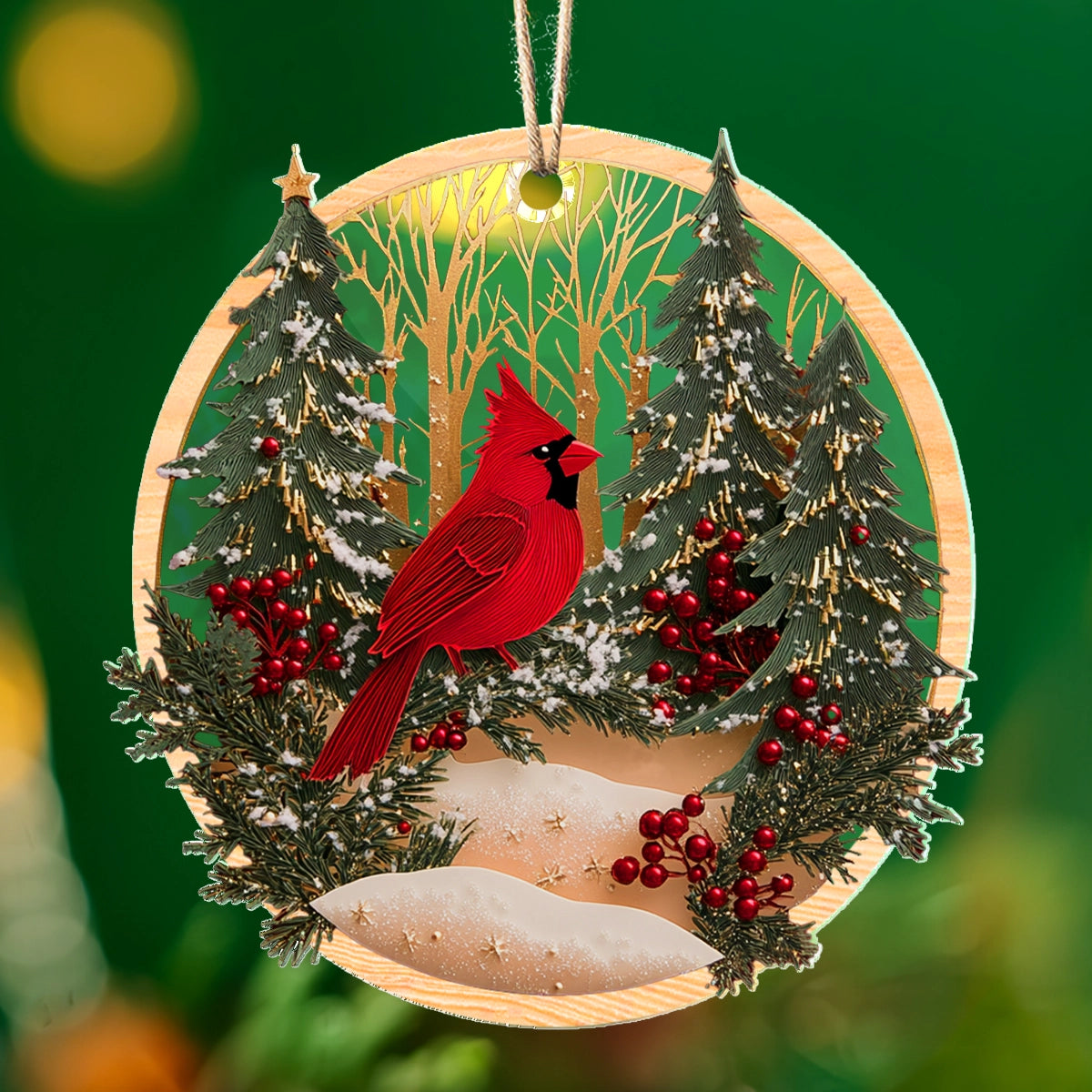 Shineful 2D Acrylic Ornament - Evergreen Cardinal