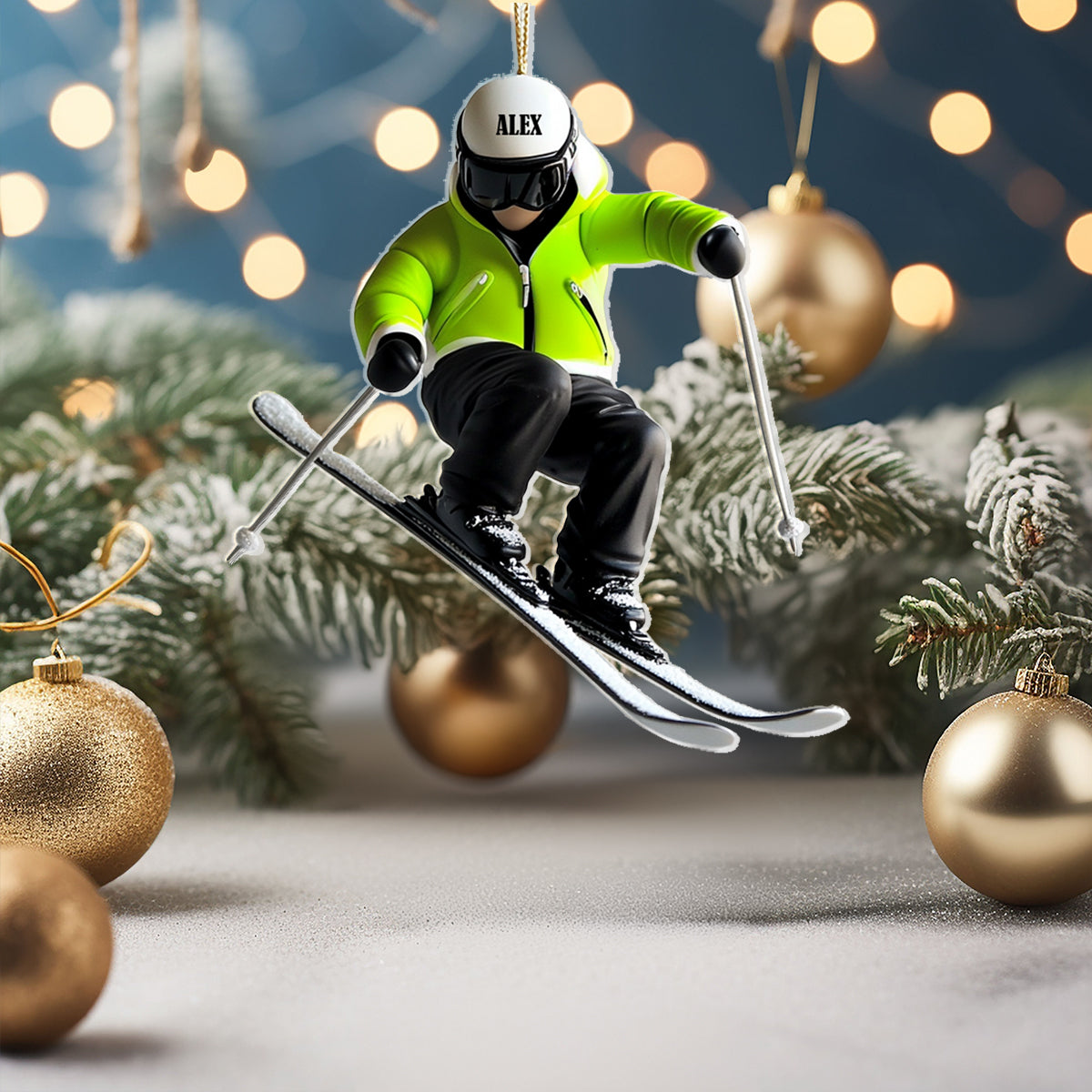 Shineful 2D Acrylic Ornament Personalized Skiing Fun