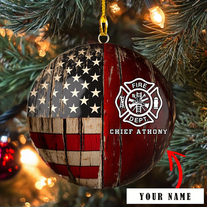 Shineful Acrylic Ornament Personalized Firefighter’s Patriot Pride