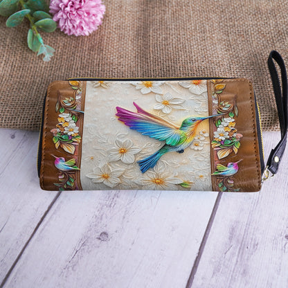 Shineful Leather Clutch Purse With Wristlet Strap Handle Fluttering Blooms