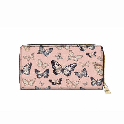 Shineful Leather Clutch Purse With Wristlet Strap Handle Wings of Delight