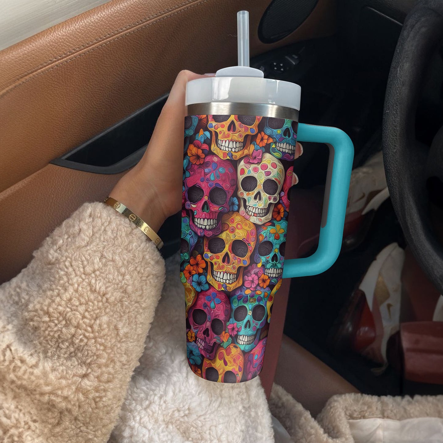 Shineful Tumbler Vibrant Sugar Skull