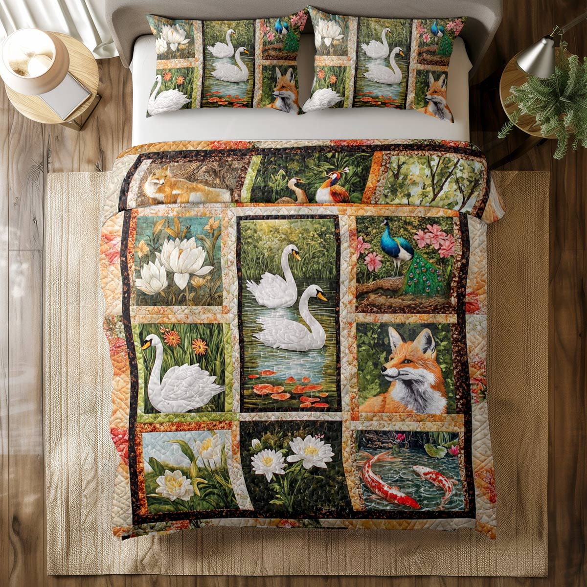 Shineful All Season Quilt 3-Piece Set Swan Serenity