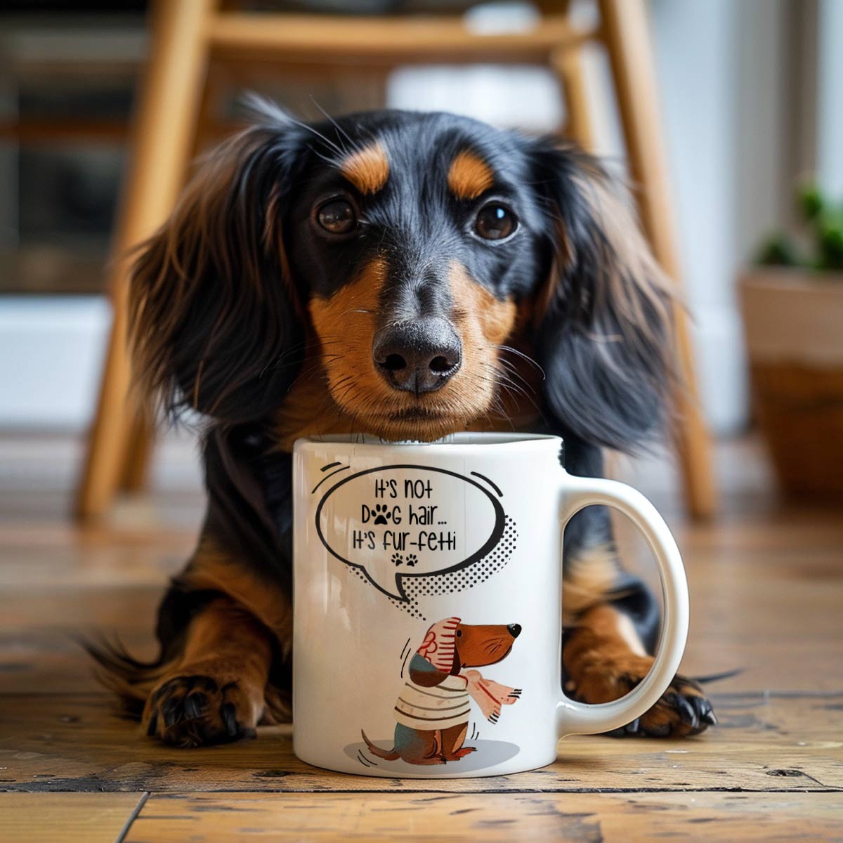 Tasse en céramique brillante Teckel drôle 2