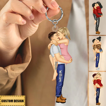 Couple Kissing - Gift For Couples Personalized Acrylic Keychain