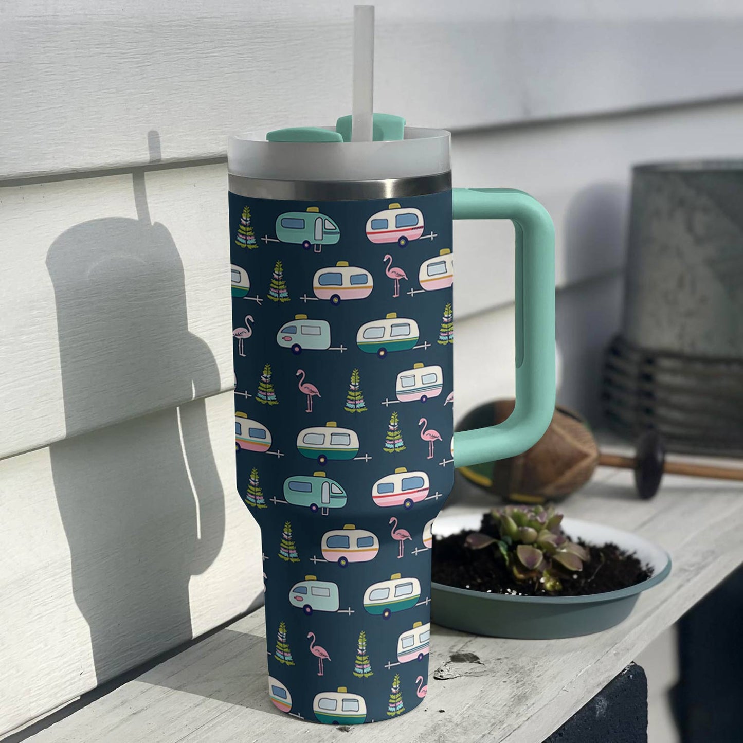 Shineful Tumbler Happy Camping Flamingo