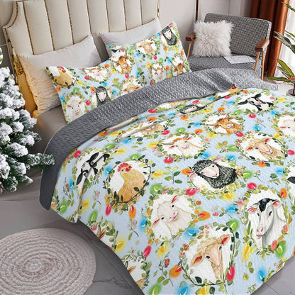 Shineful All Season Quilt 3-Piece Set Farm Animals