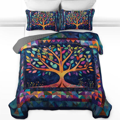 Shineful All Season Quilt 3-Piece Set Autumn Tree