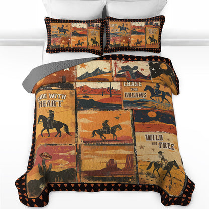 Shineful All Season Quilt 3-Piece Set Cowboy Wild And Free