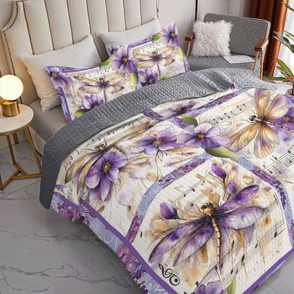 Shineful All Season Quilt 3-Piece Set Harmony Dragonfly