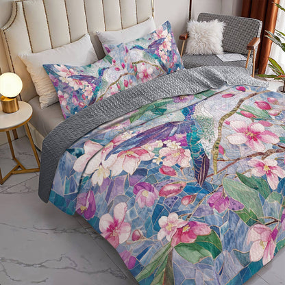 Shineful All Season Quilt 3-Piece Set Blossom Hummingbird