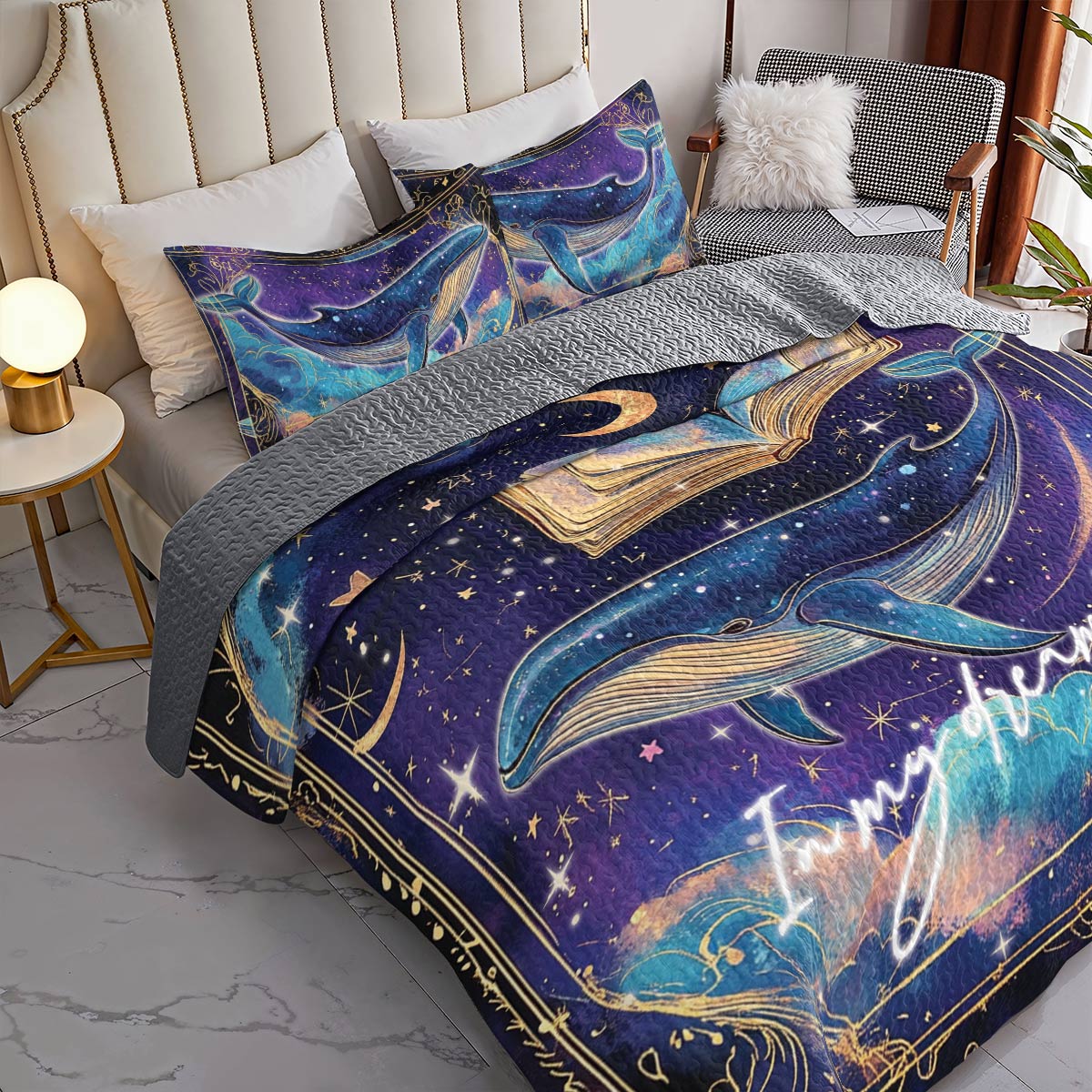 Shineful All Season Quilt 3-teiliges Set Cosmic Whales 