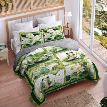 Shineful All Season Quilt 3-Piece Set Lily Pond Bliss