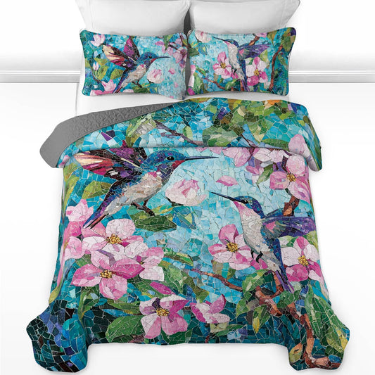 Shineful All Season Quilt 3-Piece Set Mosaic Hummingbirds