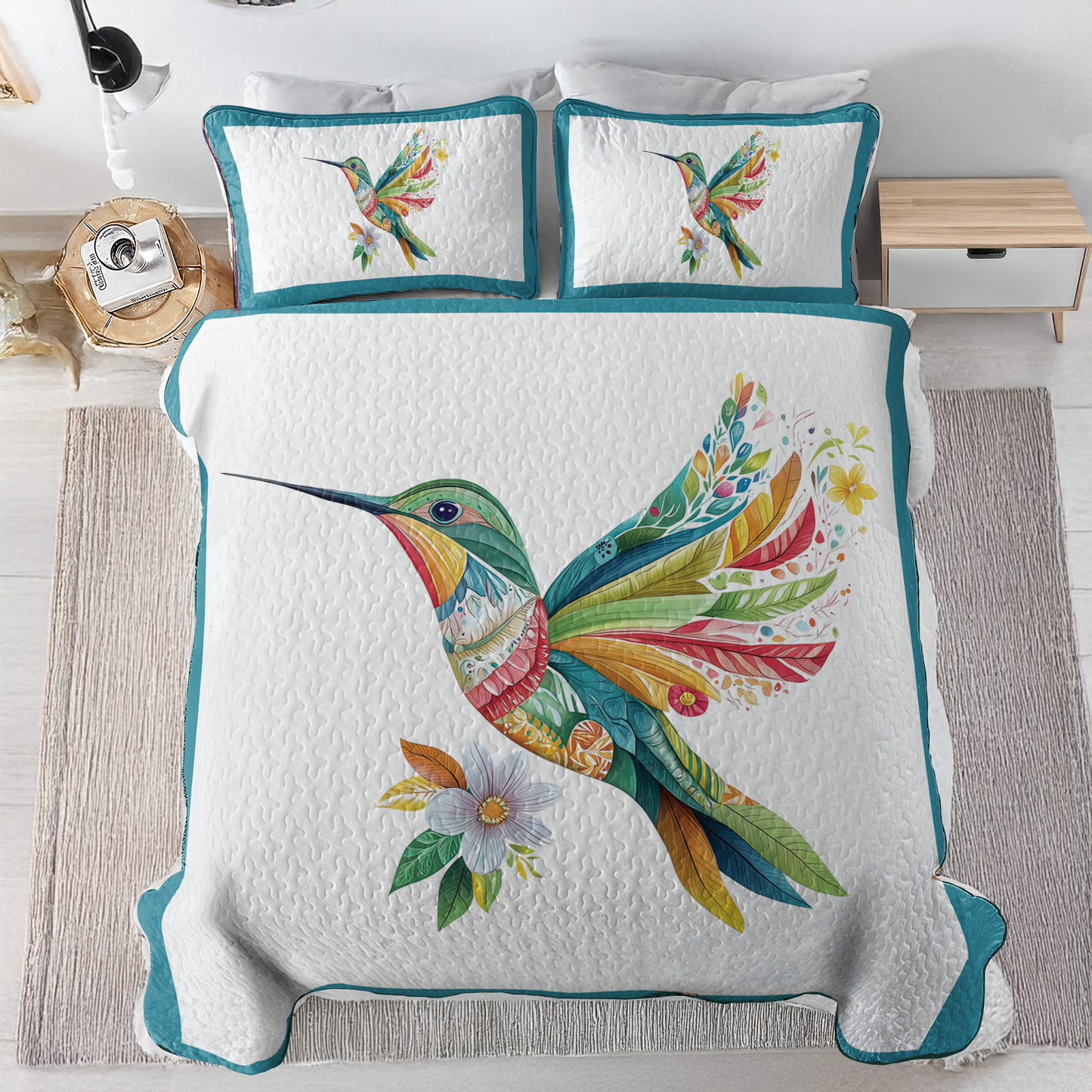 Shineful All Season Quilt 3-Piece Set - Hummingbird Whimsical Wonder