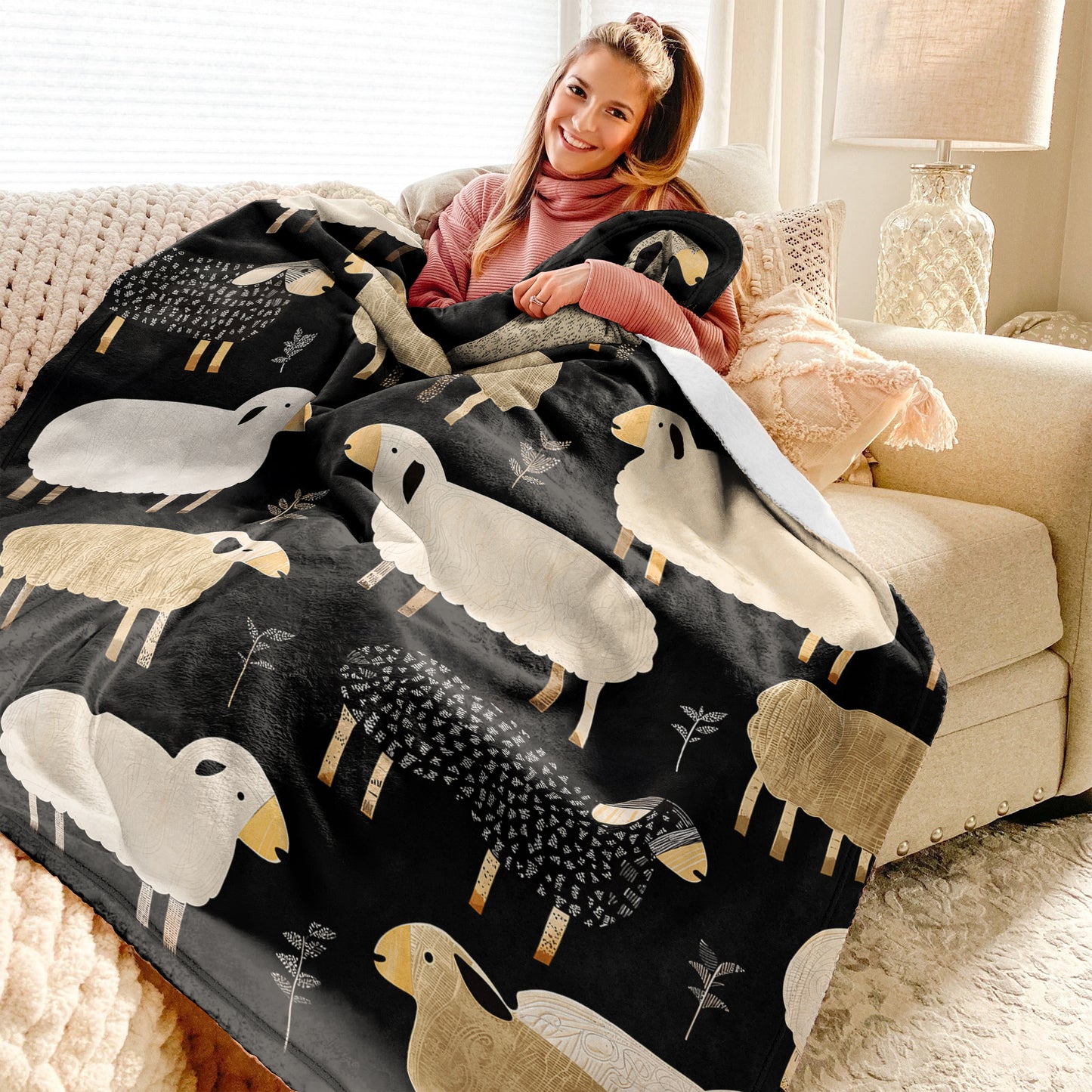 Shineful Fleece Blanket Counting Sheep