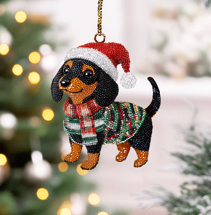 Shineful 2D Acrylic Ornament Cute Christmas Dachshund