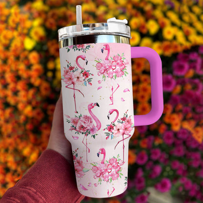 Shineful Tumbler Elegant Flamingo Garden