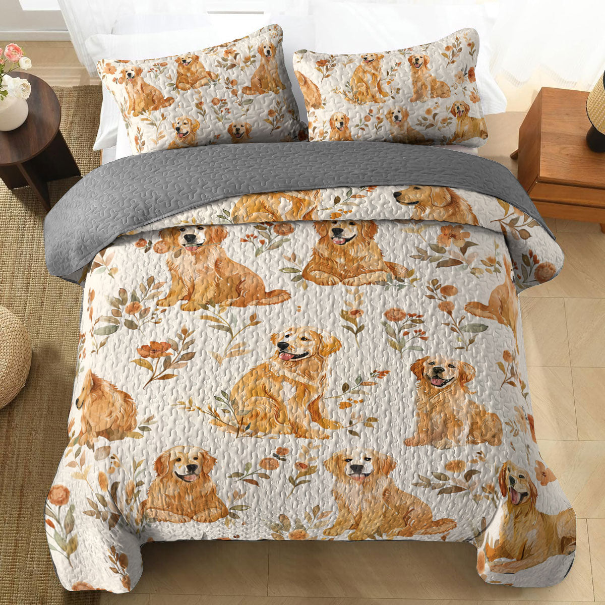 Shineful All Season Quilt 3-Piece Set Happy Golden Moment