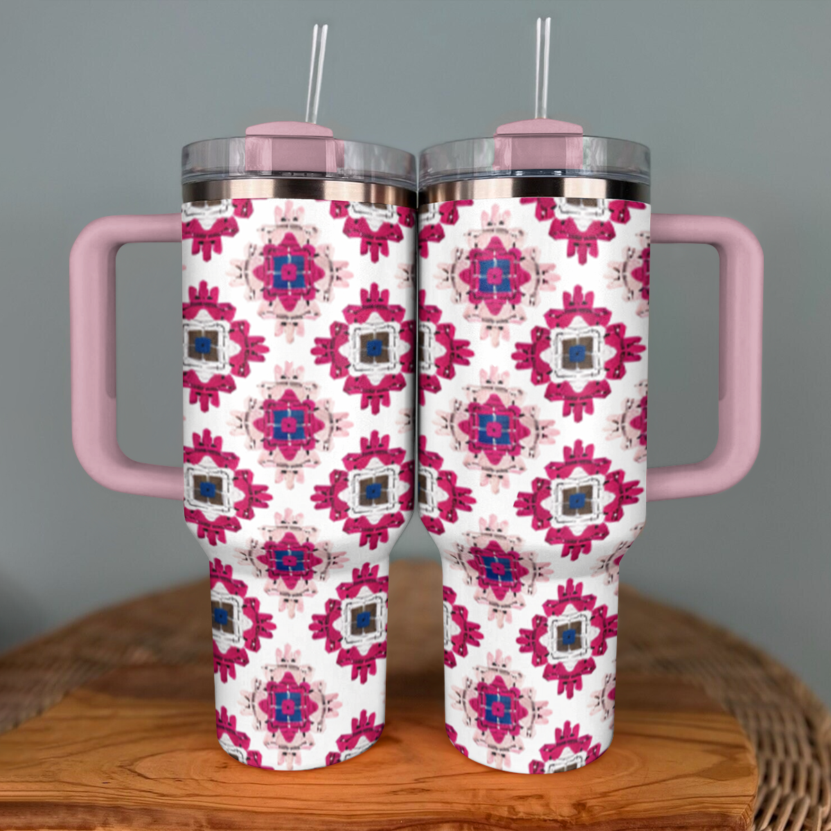 Shineful Tumbler Crochet Granny/Mom Pink Square Blanket KL30