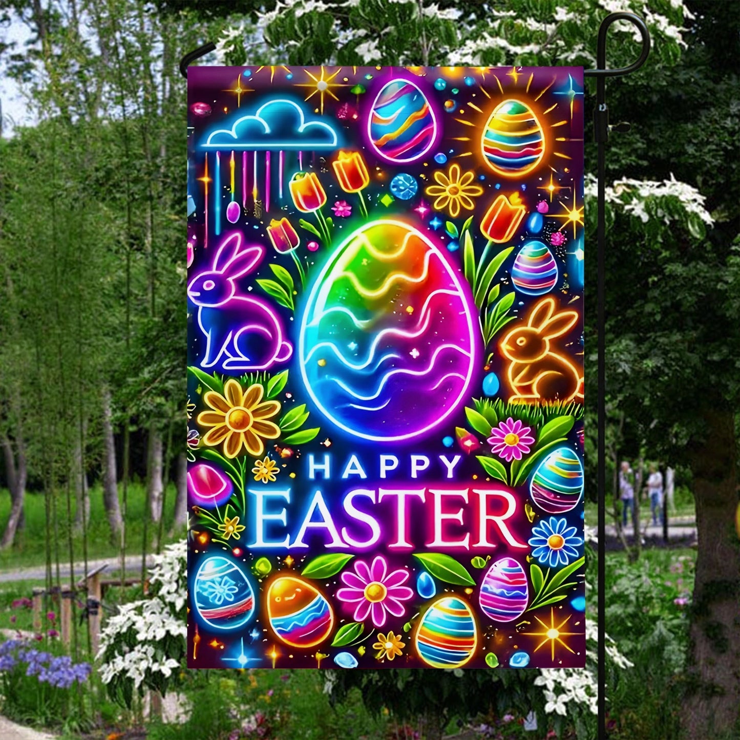 Shineful Garden Flag 12" x 18" Neon Bloom Easter