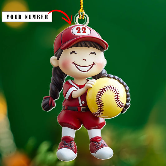 Glänzendes 2D-Ornament aus Acryl – personalisierter Softball-Schatz 