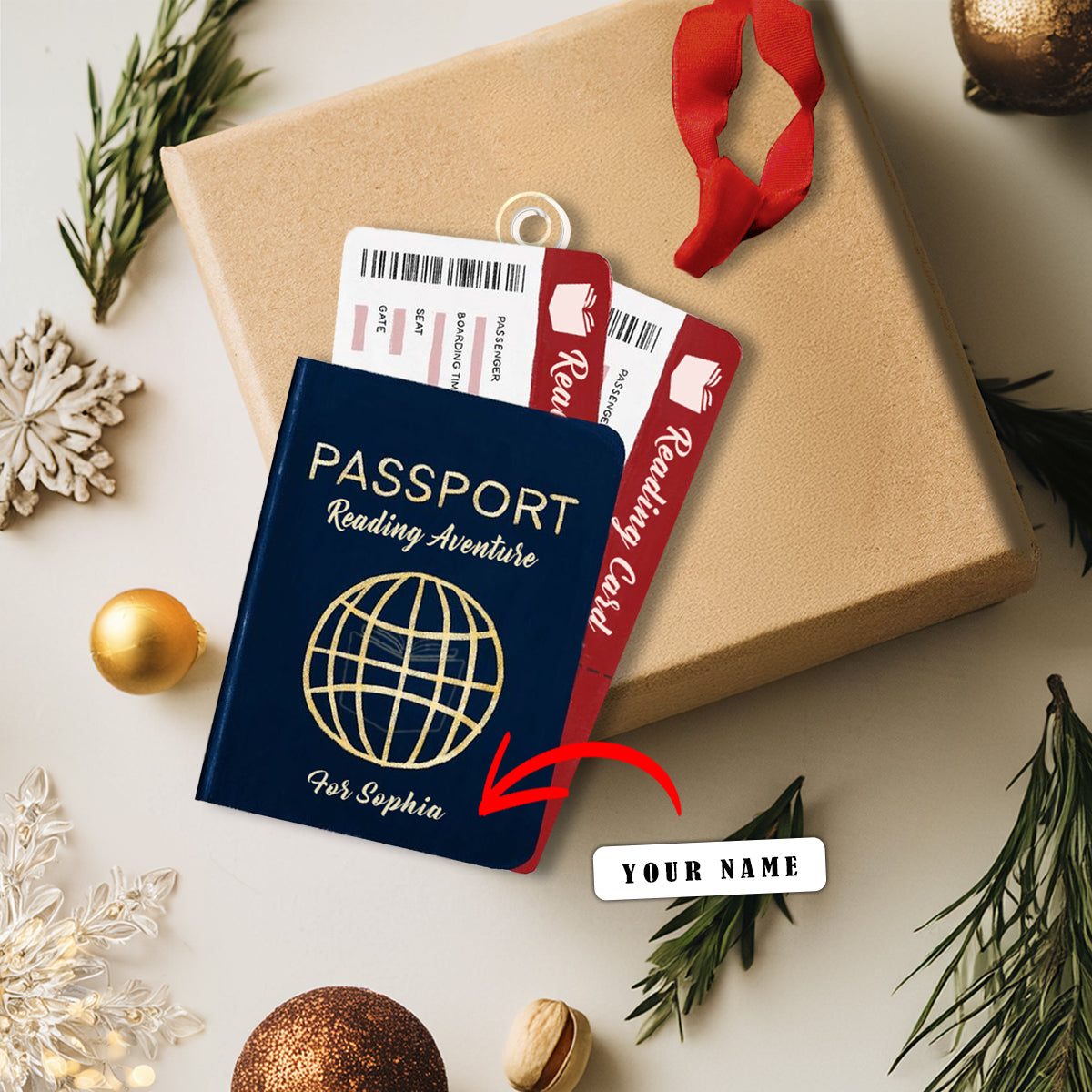 Shineful Personalized 2D Acrylic Ornament - Personalized Reading Passport