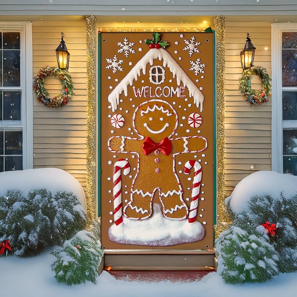 Shineful Door Cover - Gingerbread Welcome Door Cover