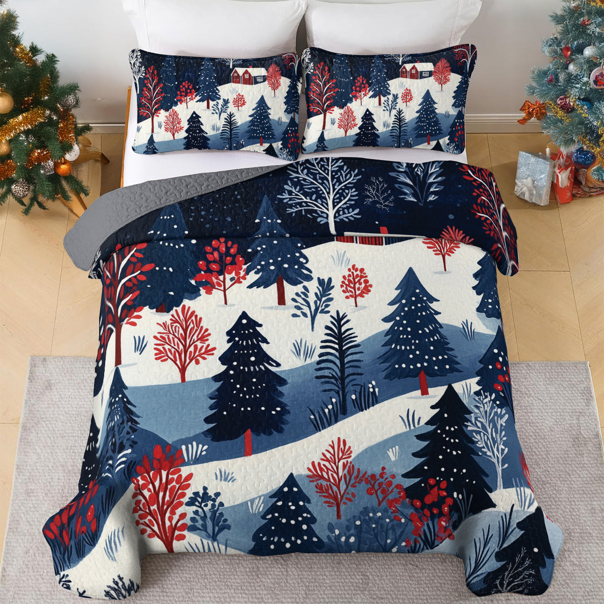 Shineful All Season Quilt 3-Piece Set - Scandinavian Winter Wonderland