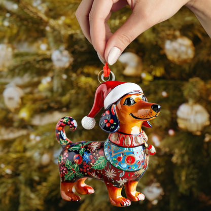 Shineful 2D Acrylic Ornament - Festive Dachshund Colllection