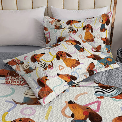 Shineful All Season Quilt 3-Piece Set Dachshund cute