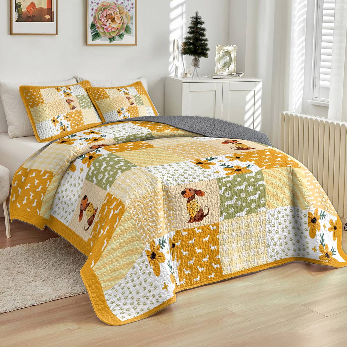 Shineful All Season Quilt 3-Piece Set Sunny Paws