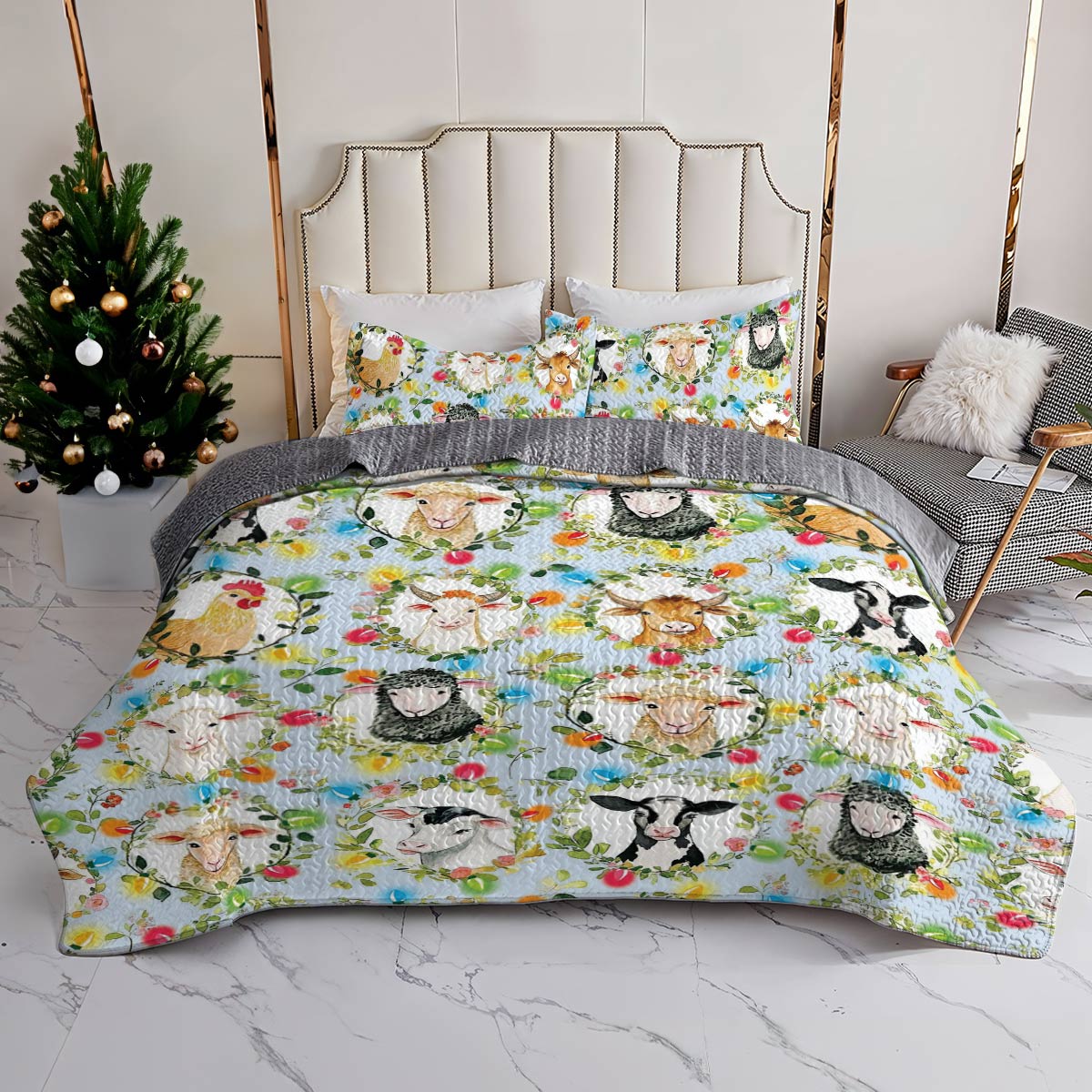 Shineful All Season Quilt 3-Piece Set Farm Animals