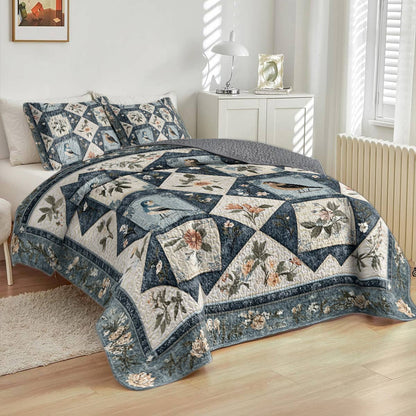 Shineful All Season Quilt 3-Piece Set Vintage Birdsong