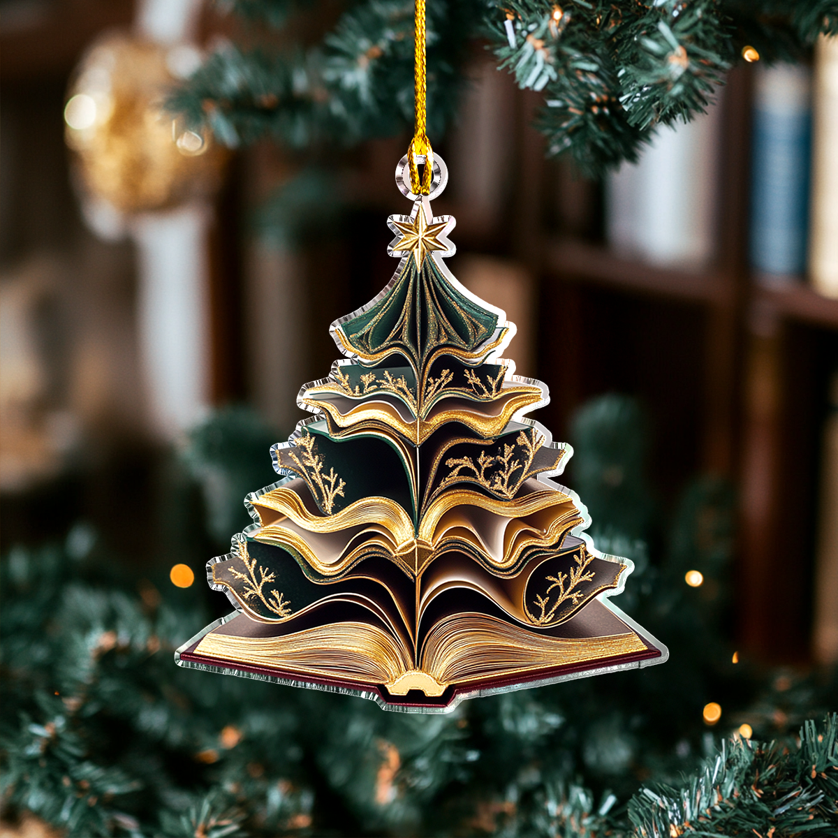 Shineful 2D Acrylic Ornament Elegant Vintage Book Tree