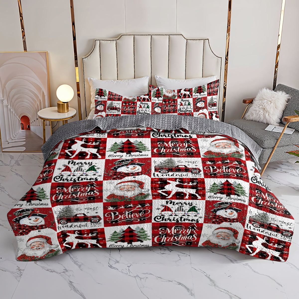 Shineful All Season Quilt 3-Piece Set Christmas Patchwork