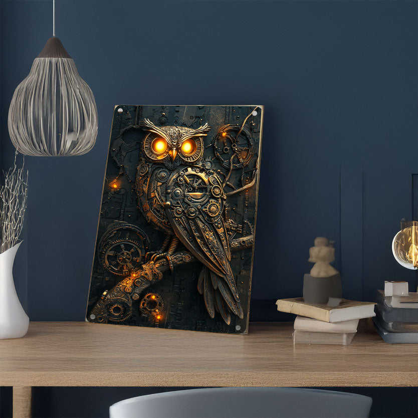 Shineful 2D Metal Sign - Steam-Powered Owl