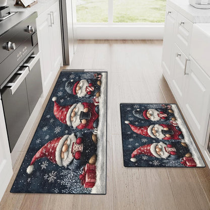 Shineful Ultra-Thin Non Skid Floor Mat, Kitchen Rugs Festive Winter Gnome