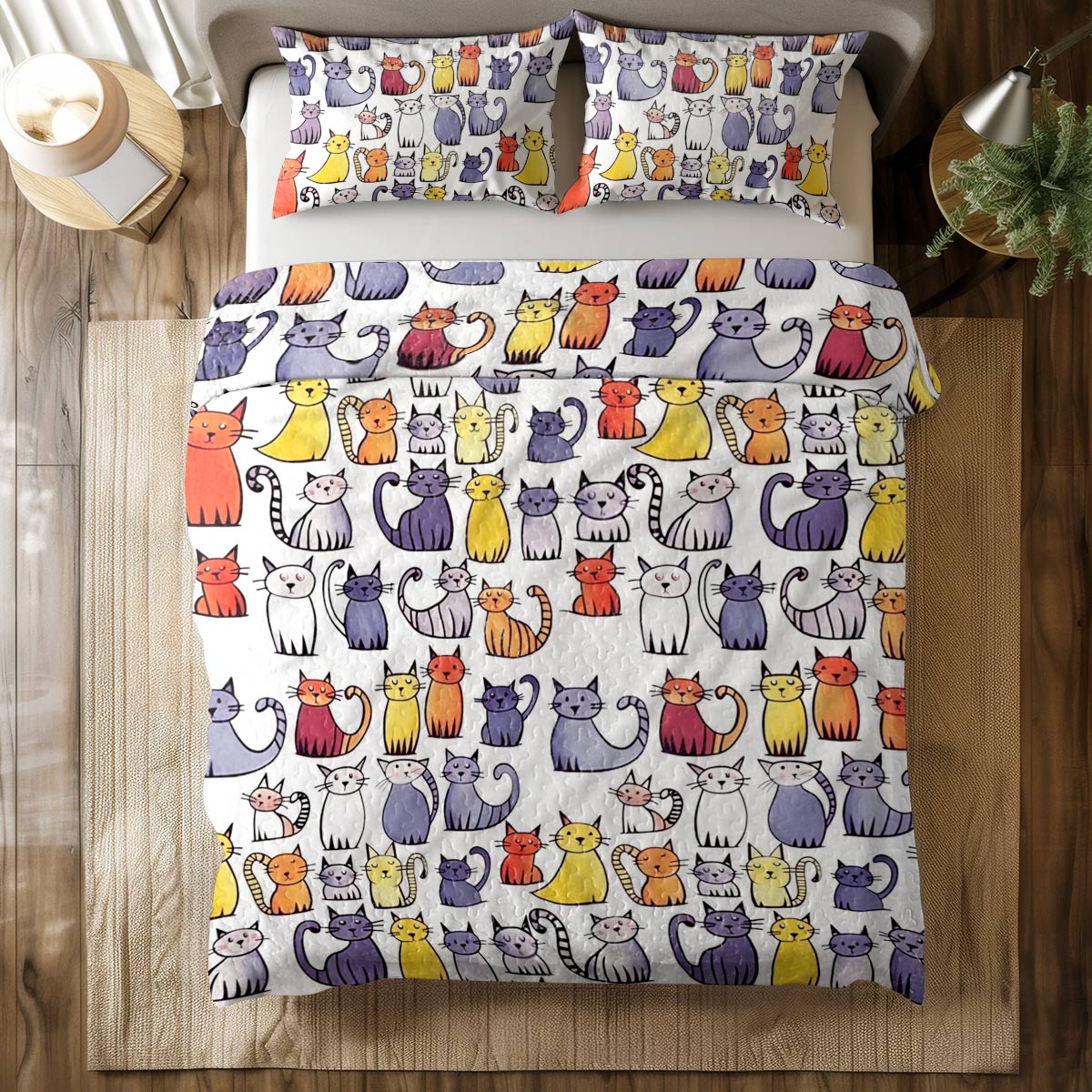 Shineful All Season Quilt 3-Piece Set Naughty Cats