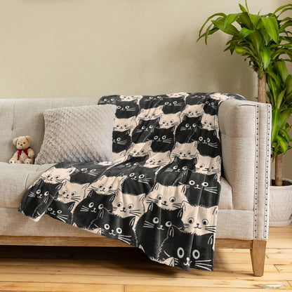 Couverture polaire brillante avec chats mignons