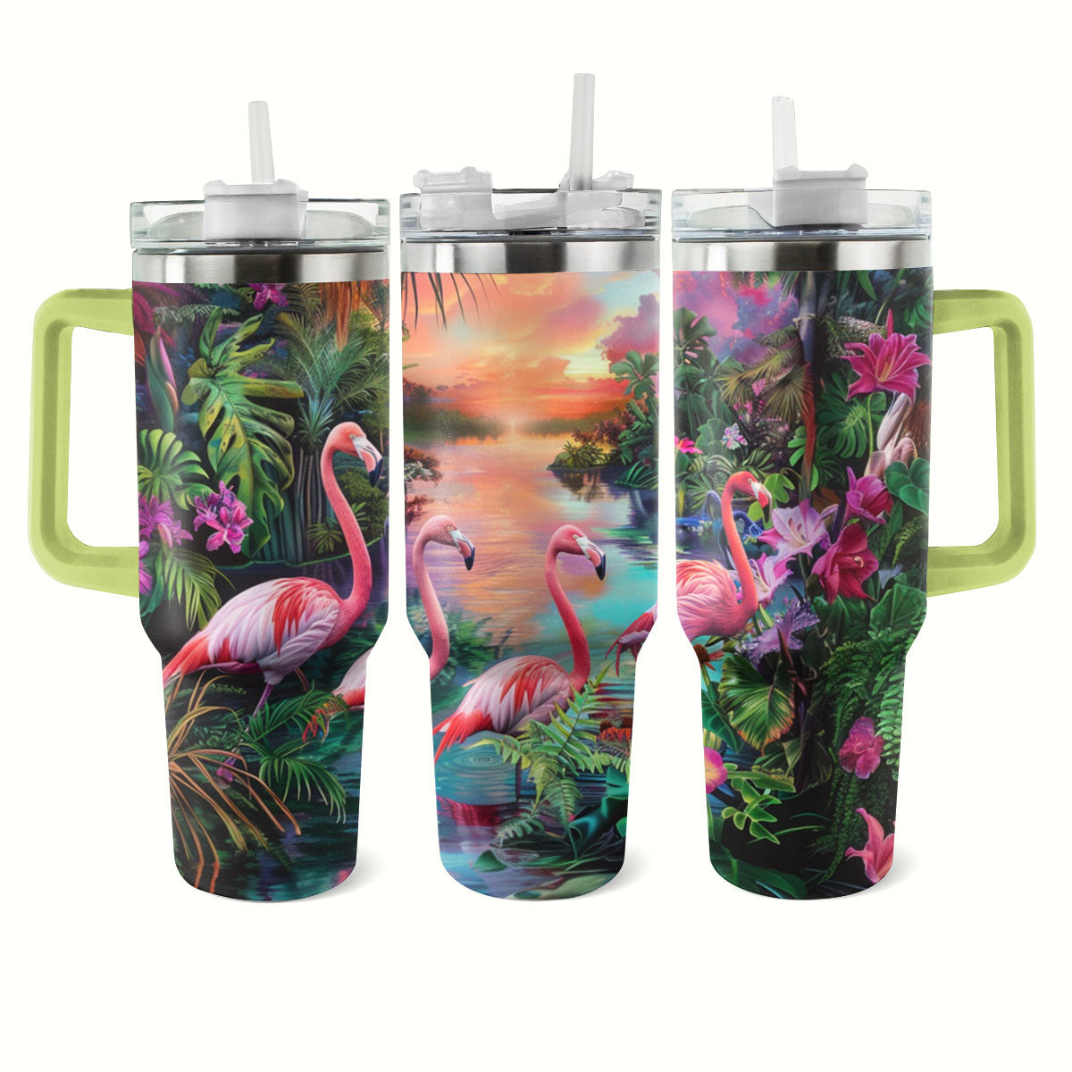 Glänzender Becher Enchanted Flamingo Oasis