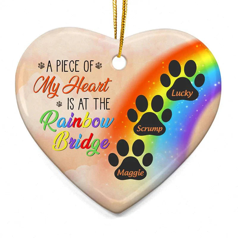 A Piece Of My Heart Is At The Rainbow Bridge - Dog Memorial Gift Personalized Custom Ceramic