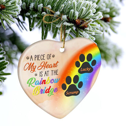 A Piece Of My Heart Is At The Rainbow Bridge - Dog Memorial Gift Personalized Custom Ceramic