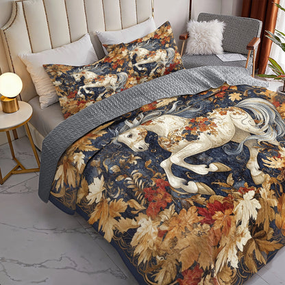 Shineful All Season Quilt 3-Piece Set - Autumn Majesty Horse