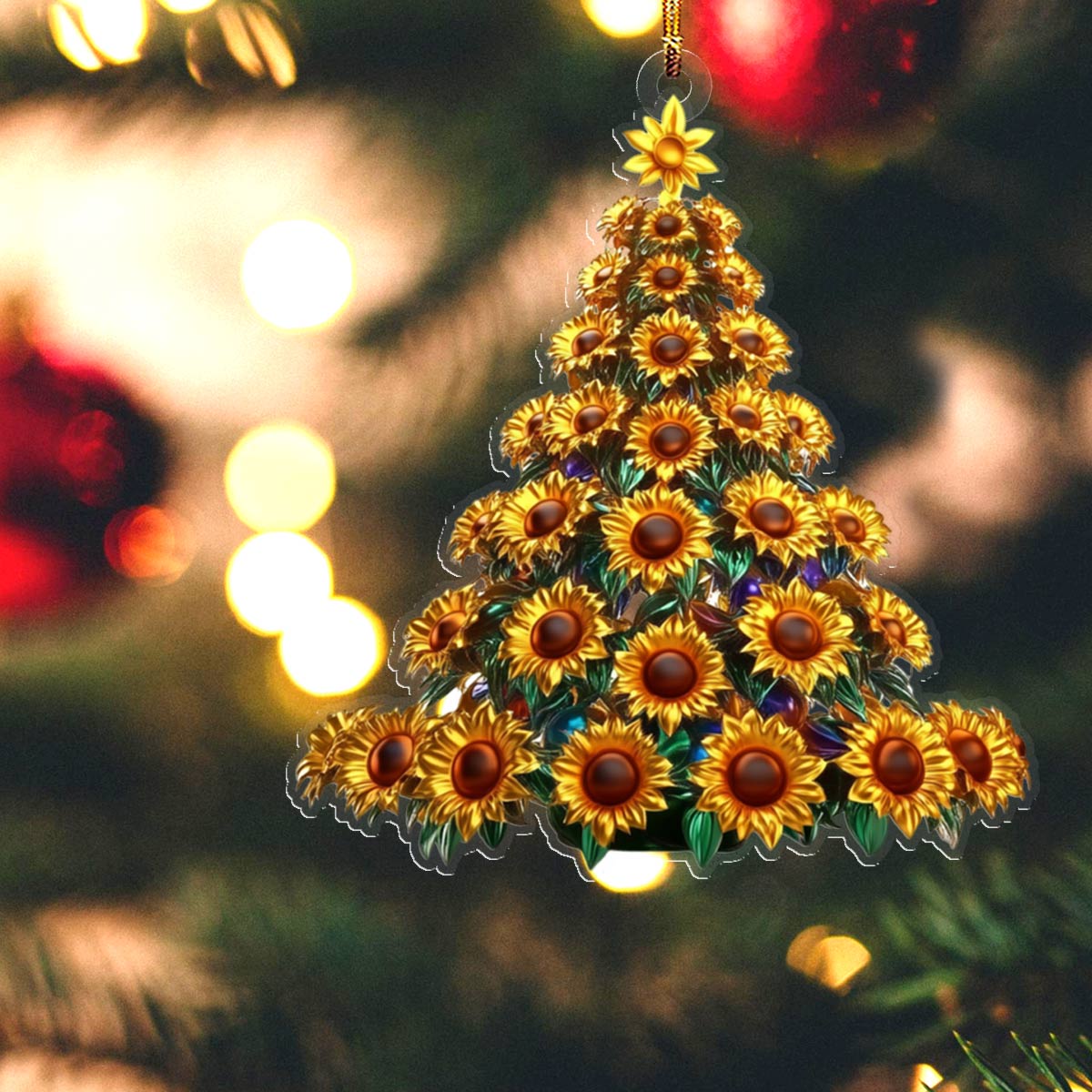 Shineful 2D Acrylic Ornament Gentle Christmas Tree Sunflowers